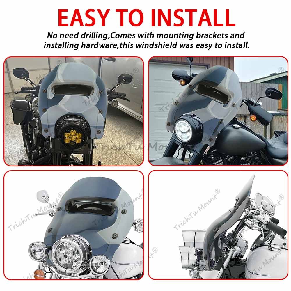 Smoke Windshield Vented Windscreen Mount Set For Harley Road King Special FLHRXS