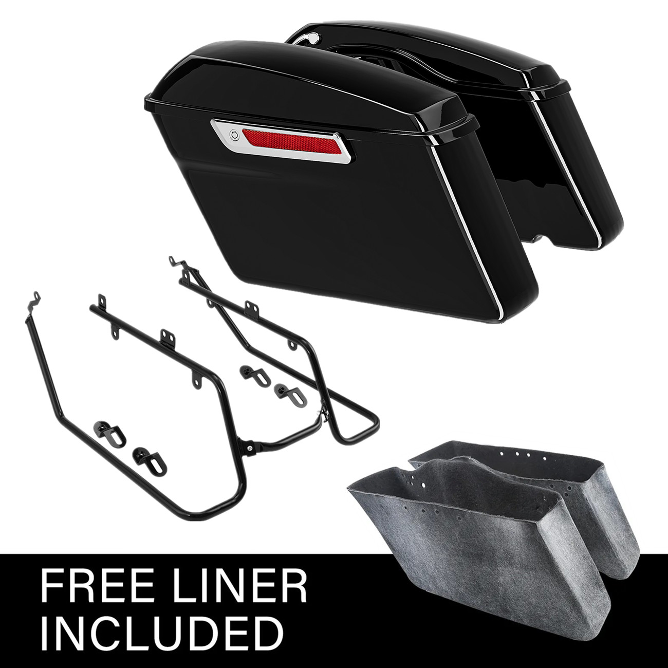 Hard Saddlebags & Conversion Bracket Fit For Harley Dyna Street Bob FXDB 08-17