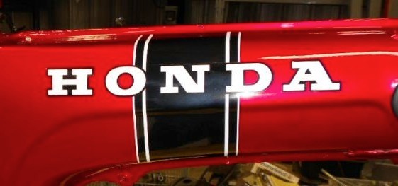 Honda CT70 KO 2pc. Black Stripe Main Frame Decal Set 69-71 MFG 2nds