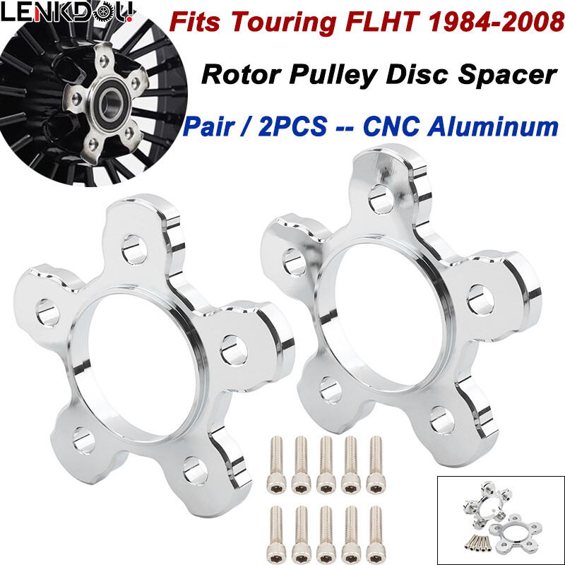 Chrome 10mm Thick Wheel Rotor Pulley Spacers For Harley Touring Flht 1984-2008