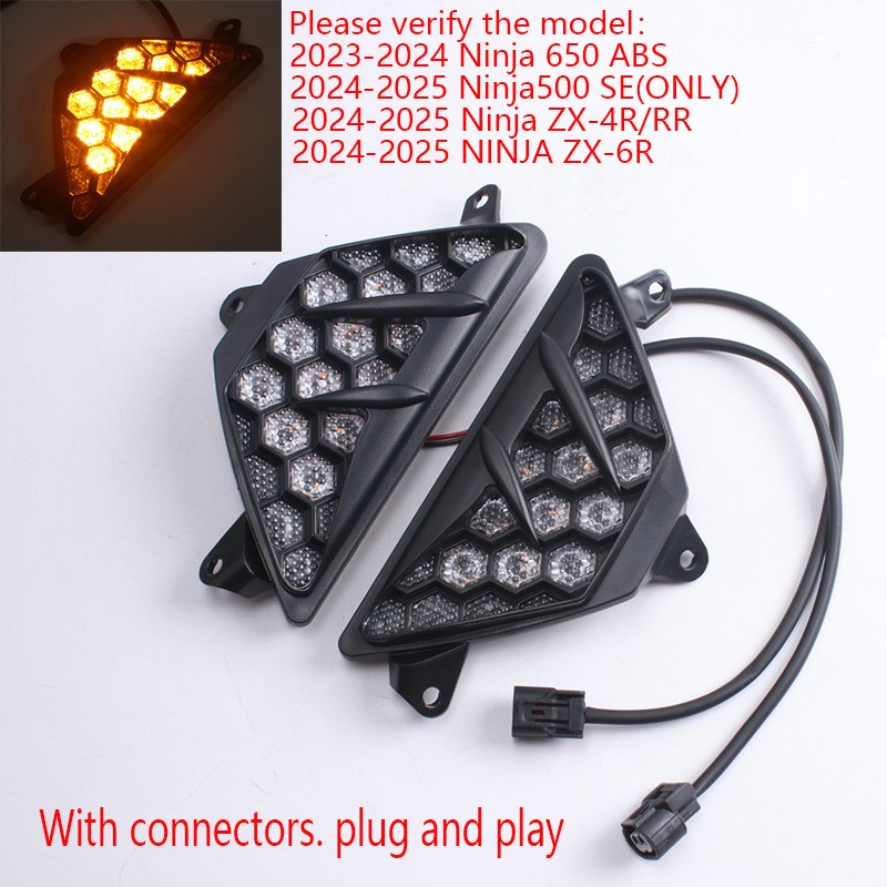 Front LED Turn Signal Light （L+R）For Kawasaki NINJA ZX-4R ZX-4RR 2024 2025