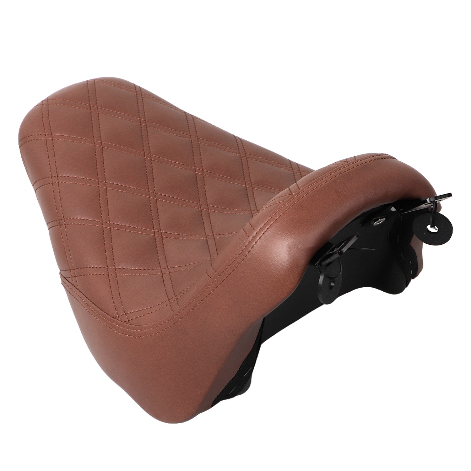 Diamond Brown Synthetic Leather + Ultra-Foam Solo Driver Seat For Harley Softail