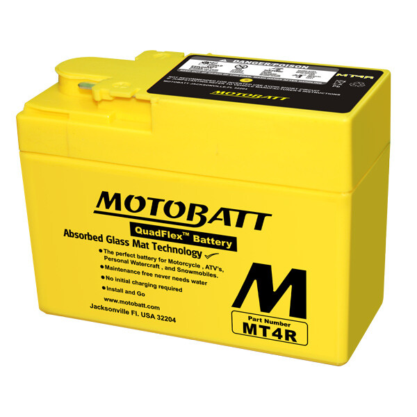 Motobatt MT4R QUADFLEX AGM Factory Activated Replaces Yuasa YTR4ABS *(20)