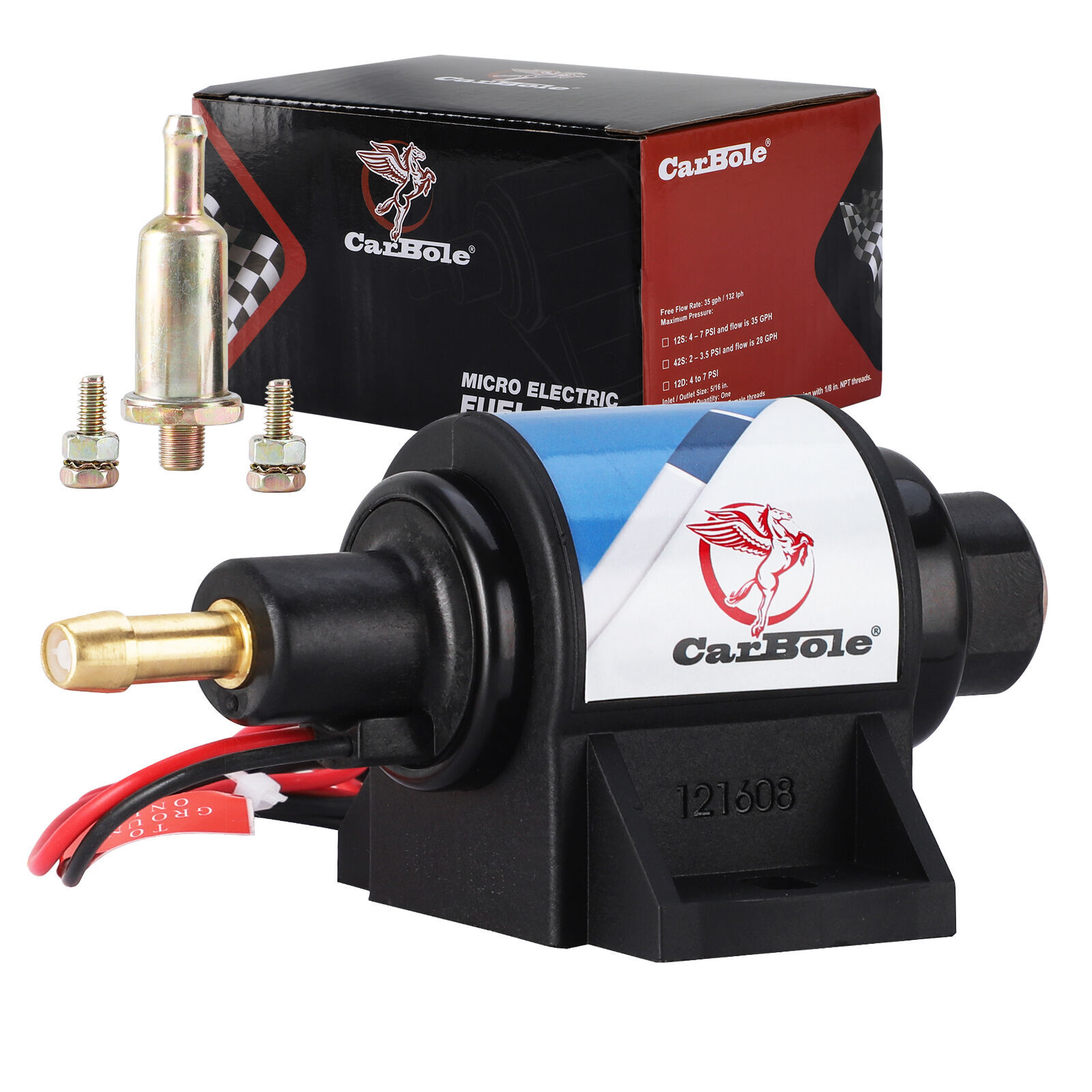 12S Fuel Pump Super 4-7PSI 35 GPH Kit Micro Electric Carburetor 12V Low Pressure