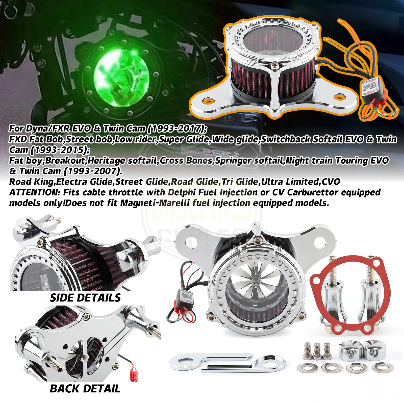 LED Air Cleaner Intake Filter For Harley Dyna Electra Street Glide Road King