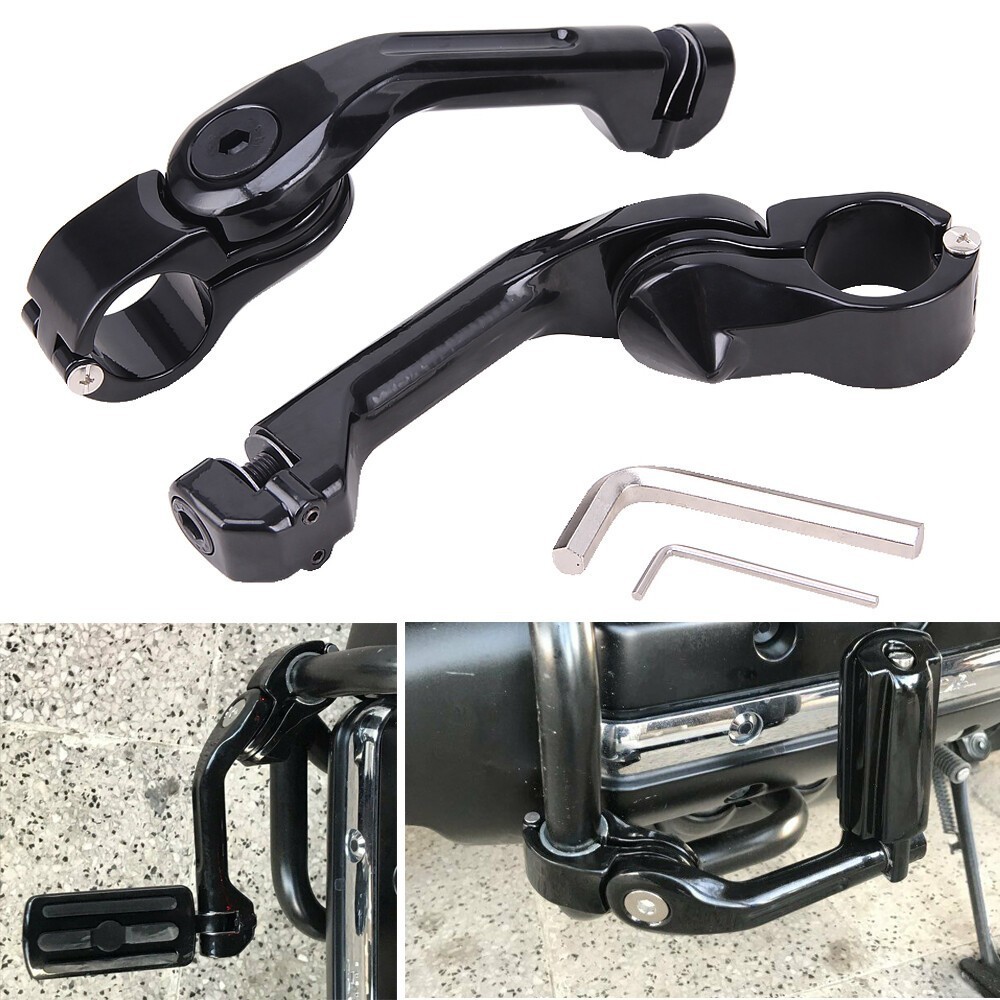 1.25″ 32mm Long Angled Highway Engine Guard Bar Foot Peg Mount Kit For Harley