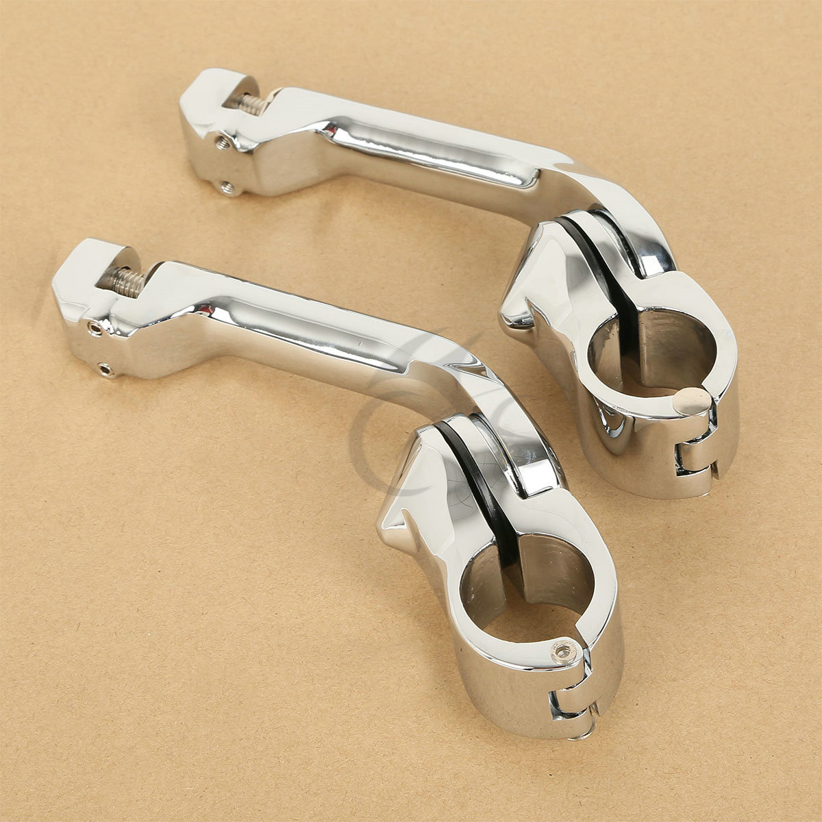 Chrome 1.25″ 32mm Long Angled Adjustable Highway Foot Pegs Peg Mount For Harley