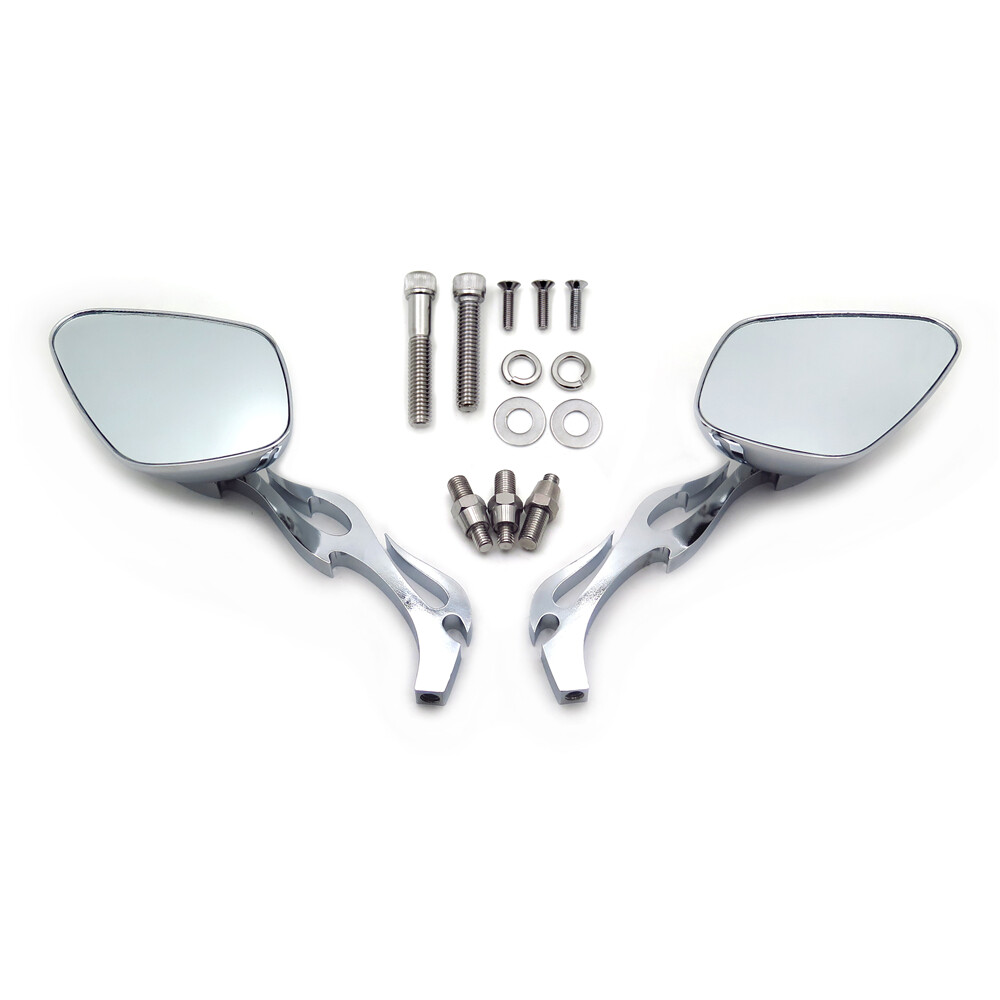 Alloy Running Ctom Mirror for Harley softail FatBoy Flame Shape chromed