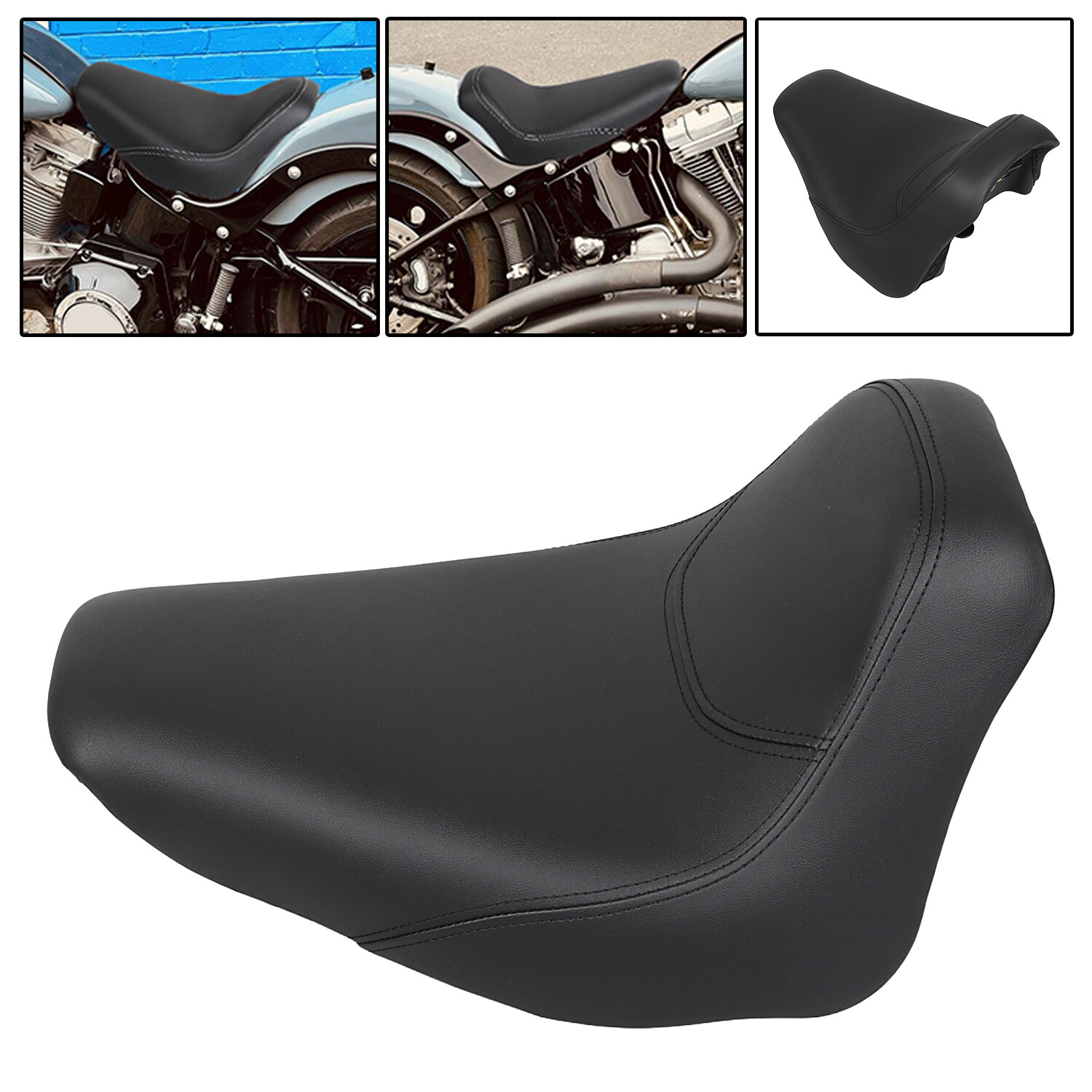 Synthetic Leather Renegade Front Driver Rider Solo Seat For Harley Softail FLSTN