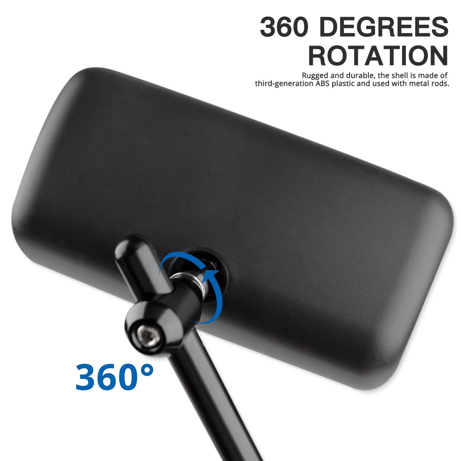 8mm 10mm Black Motorcycle Rear View Mirrors Rectangle For Vanderhall Auto Cycle