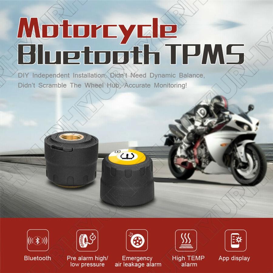 TPMS Bluetooth 5.0 Tire Pressure Monitor System 2 External Sensor for Motorcycle