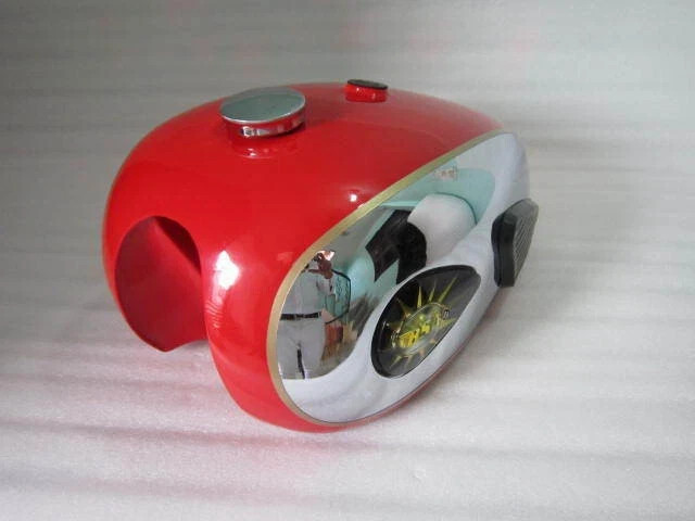BSA A7 A10 Red Painted Chrome Petrol Tank With Petrol Cap