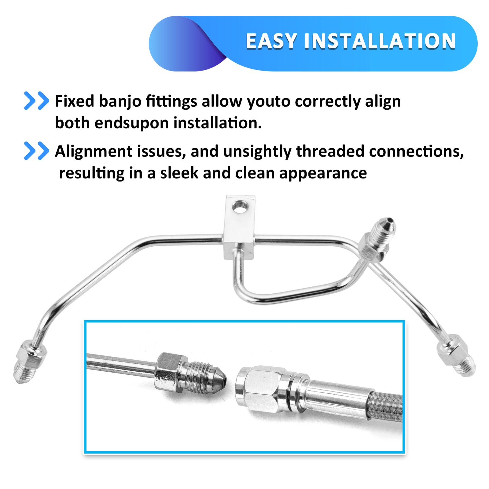 Chrome Stainless Steel Brake Line For Harley 12″-14″ Bar Dyna Fat Bob Non-ABS