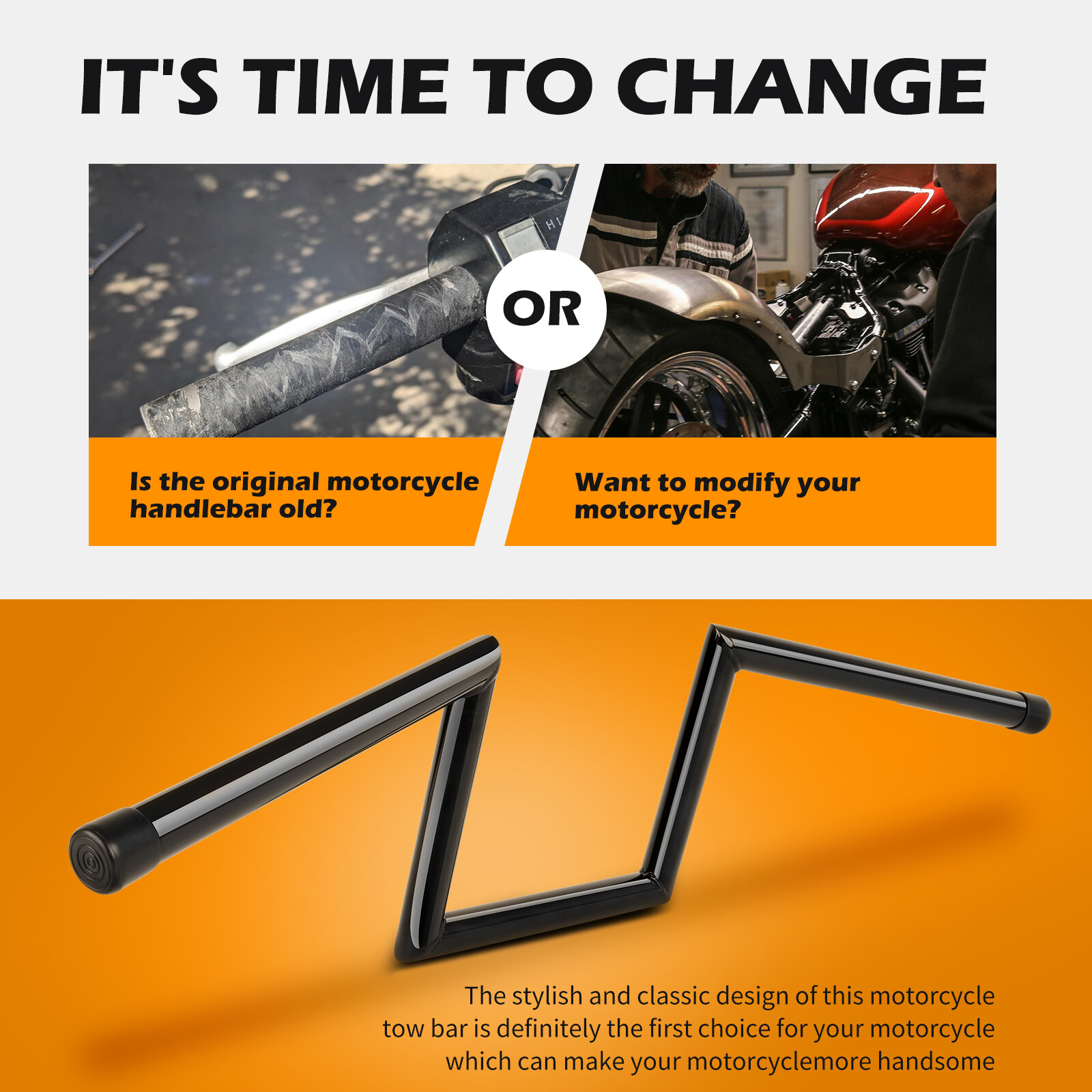 25mm 1″ Handlebars 8″ Rise Z-Bar Hanger For Harley Yamaha Suzuki Honda Bobber