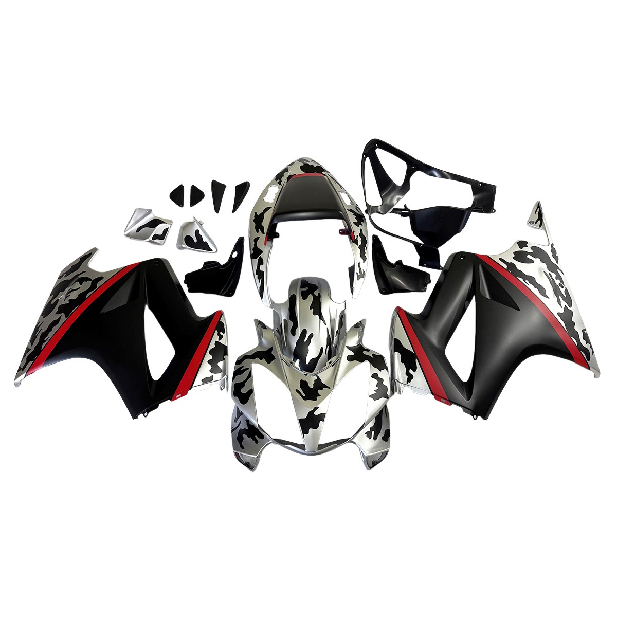 Injection Black Silver Fairings for 2002-2012 Honda VFR800 Bodywork ABS Body Kit