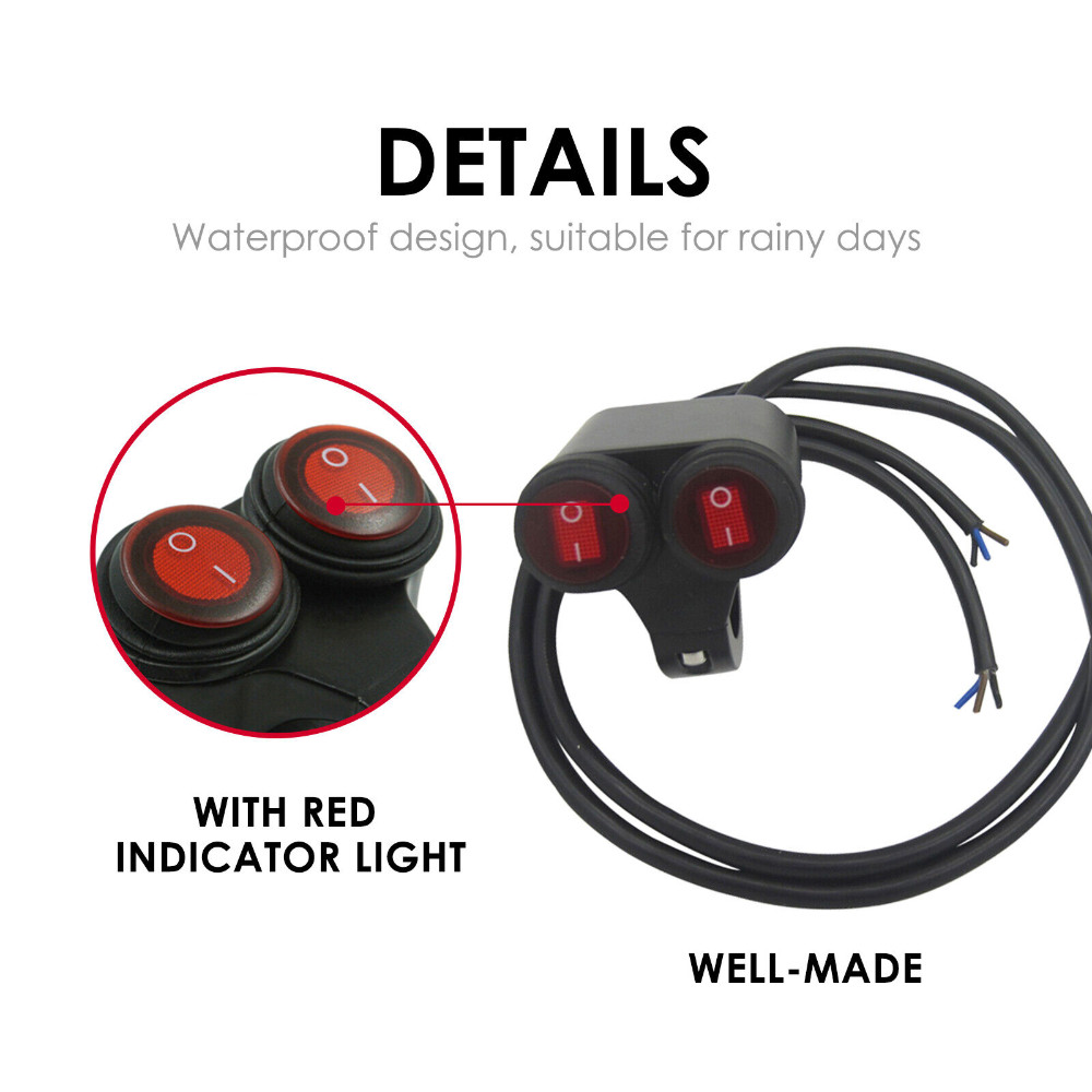 7/8” 22mm Motorcycle Handlebar Headlight Fog Spot Light Dual on off Switch 12V