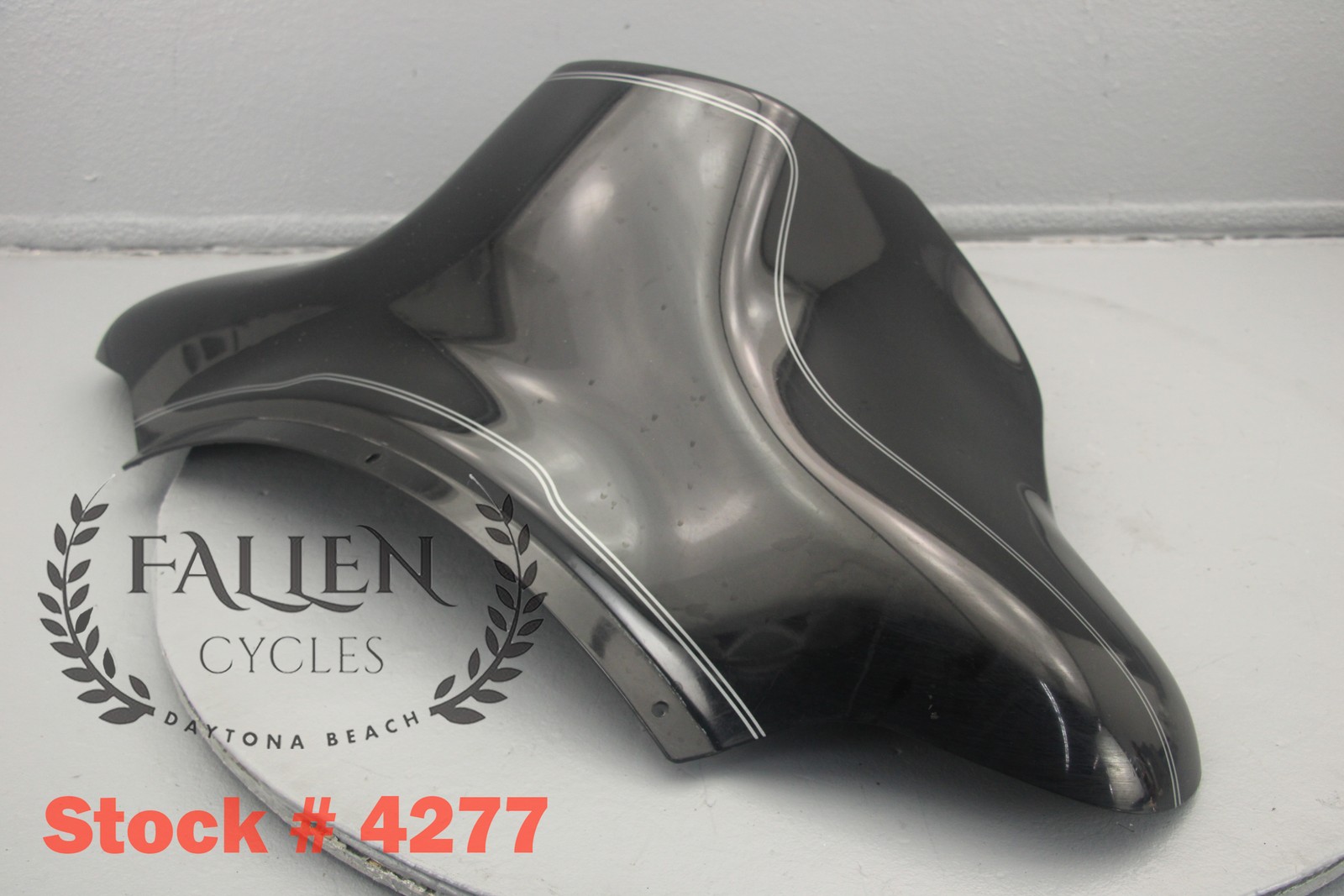 2008 Harley Electra Glide Front Outer Fairing VIVID BLACK SILVER STRIPES #4277