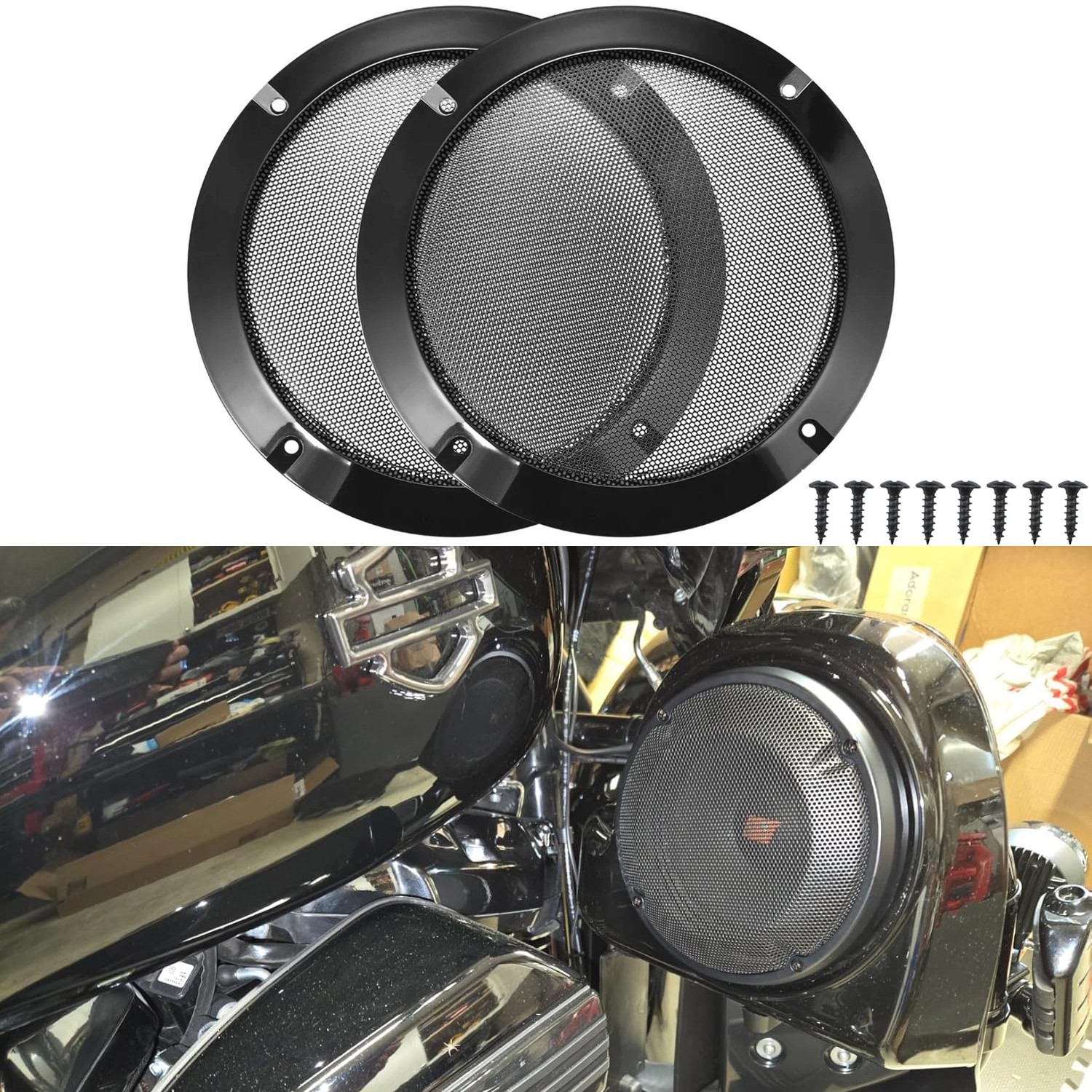 2Pcs 6.5″ For Harley-Davidson Speaker Cover Grill Woofer Speaker Metal Mesh