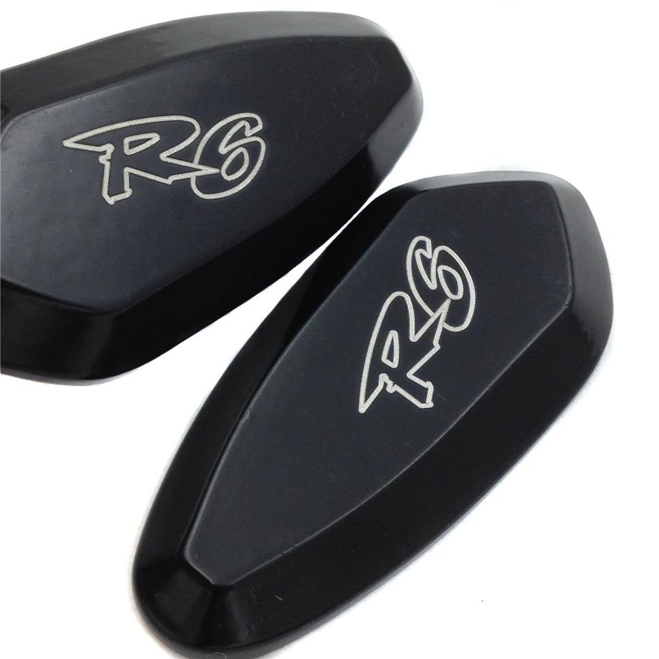 Black Mirror Block Off Base w/ R6 Logo For 2006 2007 Yamaha R6 Yzf-R6