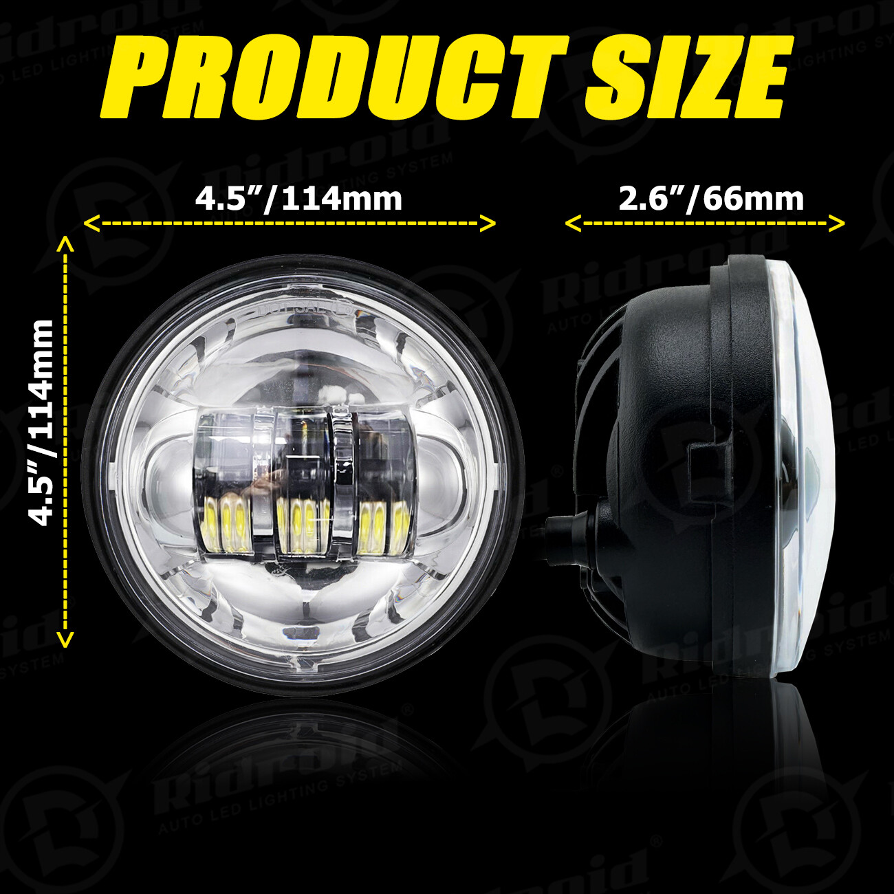 2x 4.5 Inch LED Passing Lights Chrome Fog Spot Lamp for Harley Davidson 4-1/2″