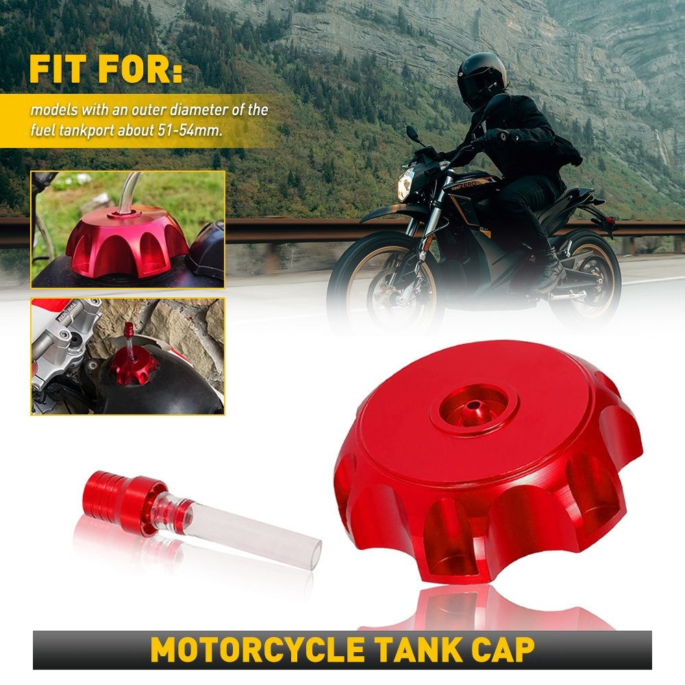 1x Red Fuel Tank Gas Motorcycle Cap Cover For 51-54mm Car Auto Replacement Parts