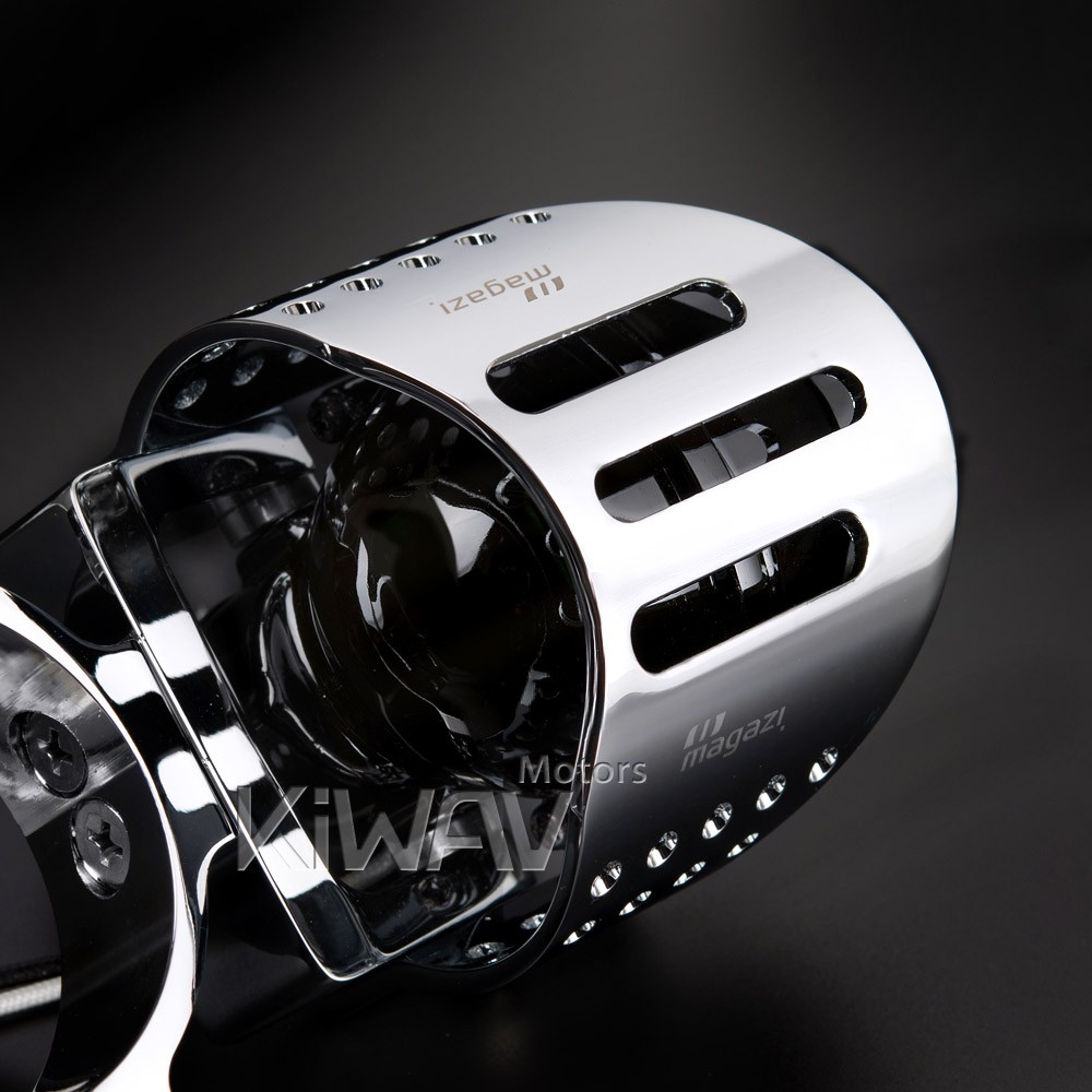 round fog light chrome metal die-cast aluminum housing PAIR fits Yamaha Kawasaki