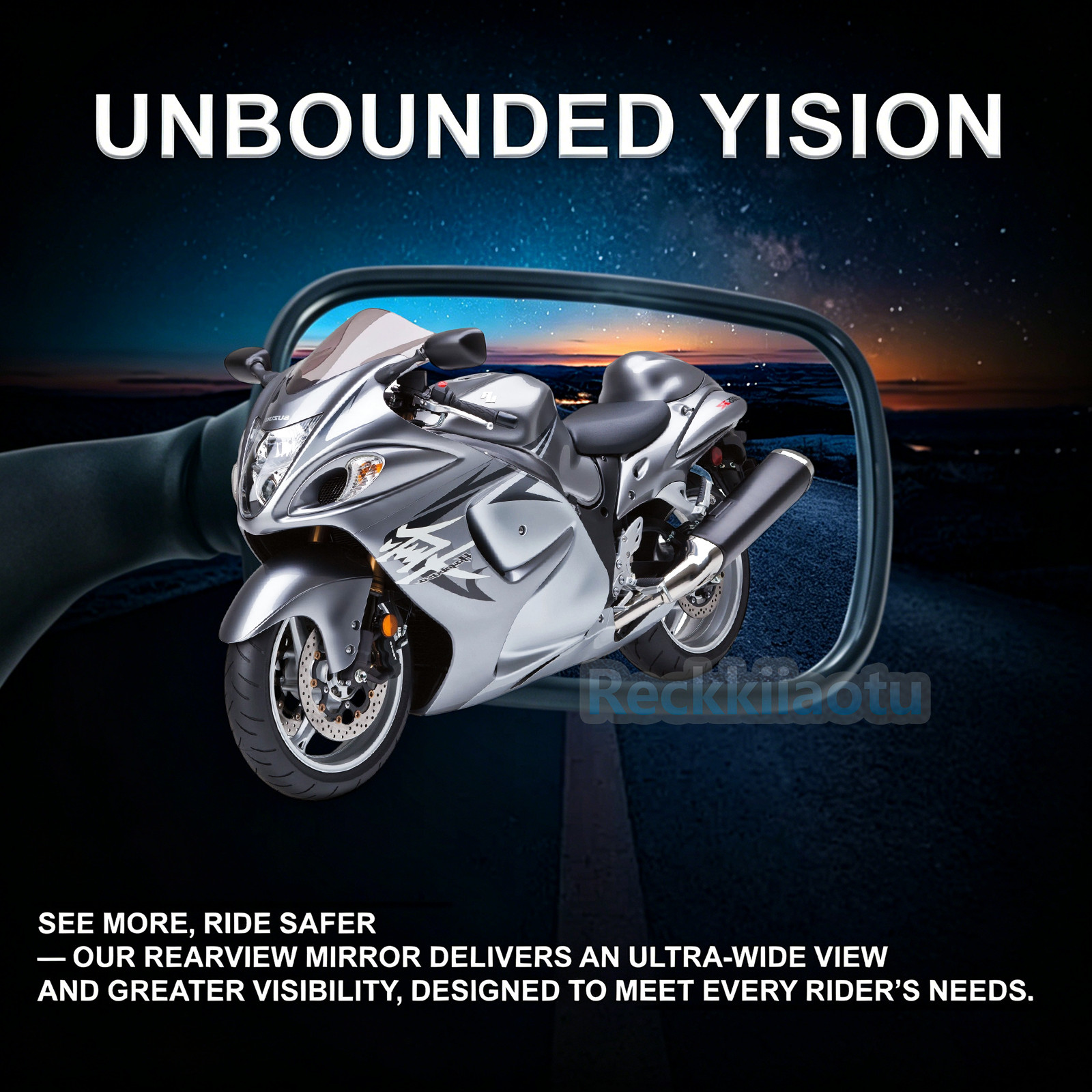 Black Left & Right Rear-View Mirrors for Suzuki HAYABUSA 1300 GSX1300R 1997-2020