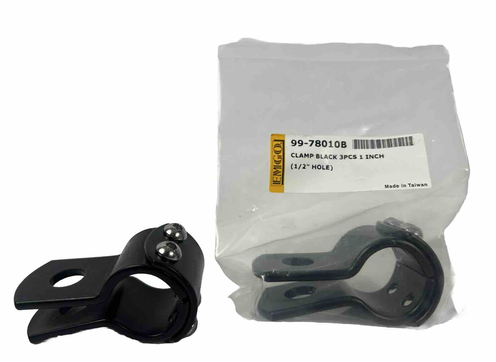 EMGO 99-78010B 1″ Black Clamp 3pcs 1/2” Hole 1 Inch 1/2 Inch Motorcycle Set Of 2