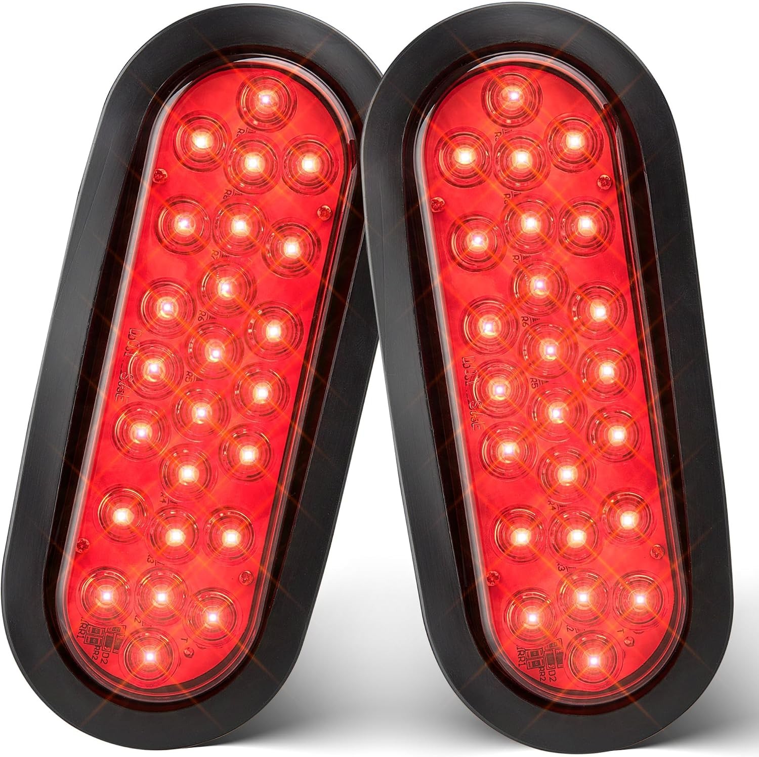 6 Inch Oval Red LED Trailer Tail Lights 2PCS