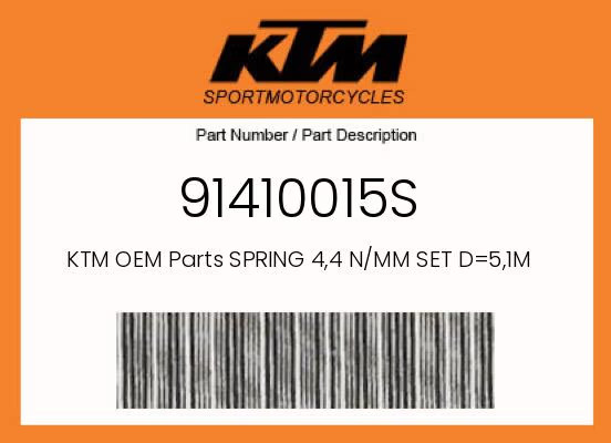 KTM Genuine Spring 4,4 N/Mm Set D=5,1Mm – 91410015S