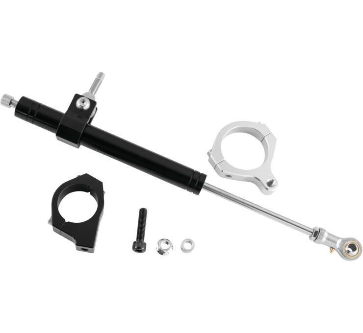 Steering Damper Kit Black 120 MM TRAVEL HARLEY Davidson 2006-2017 Dyna FXD B