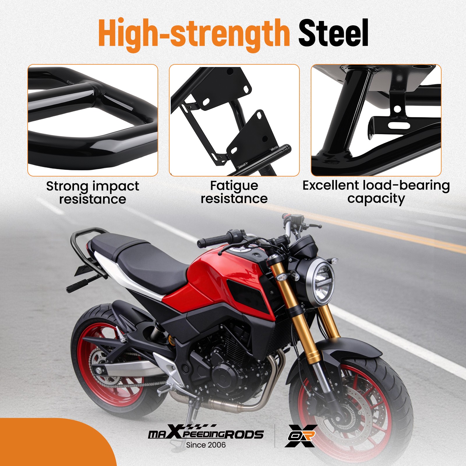 Rear Luggage Rack for Honda Grom MSX 125 SF 2013-2020 150kg Capacity Steel Black