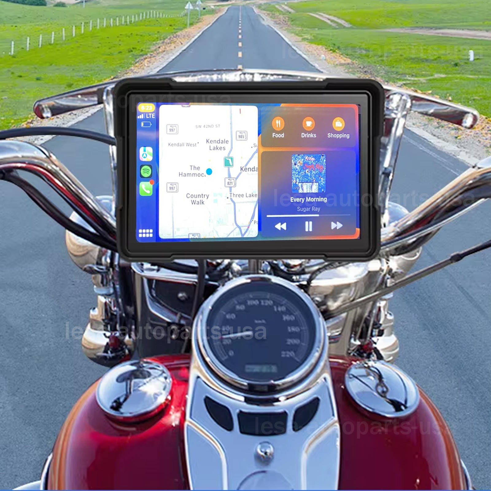 7″ Motorcycle GPS Navigation Screen Wireless CarPlay Android Waterproof BSD Wifi