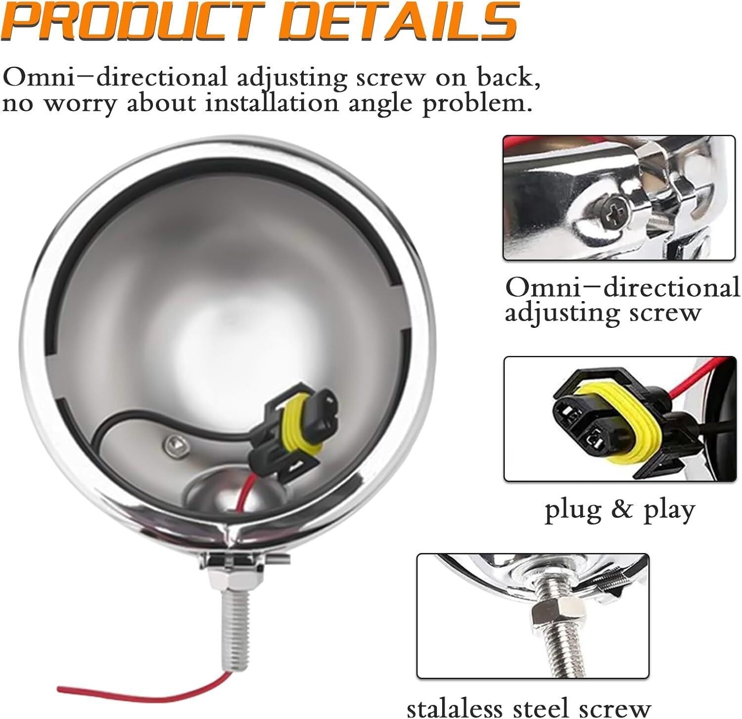7″ 6000K LED Headlight Hi/Lo + 4.5” 80W Fog Light Combo for Harley Davidson