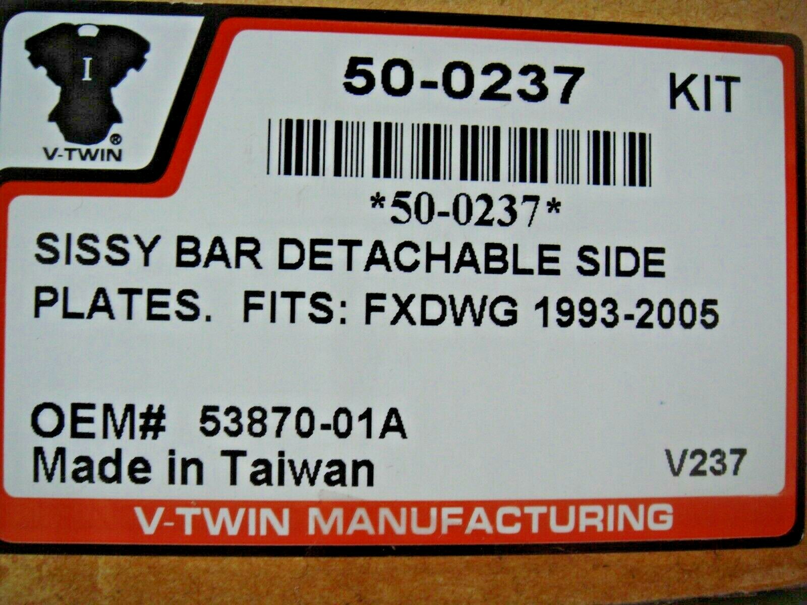 Harley Detachable Side Plates FXDWG Sissy Bar Dyna 1993-2005 V-Twin 50-0237 X8
