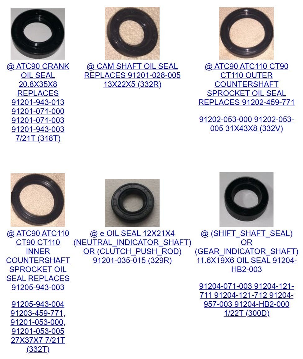 1EA NEW OIL SEAL SET (6 DIFFERENT SEALS) ALL ATC90 & 1979-80 ATC110 (Y3064)