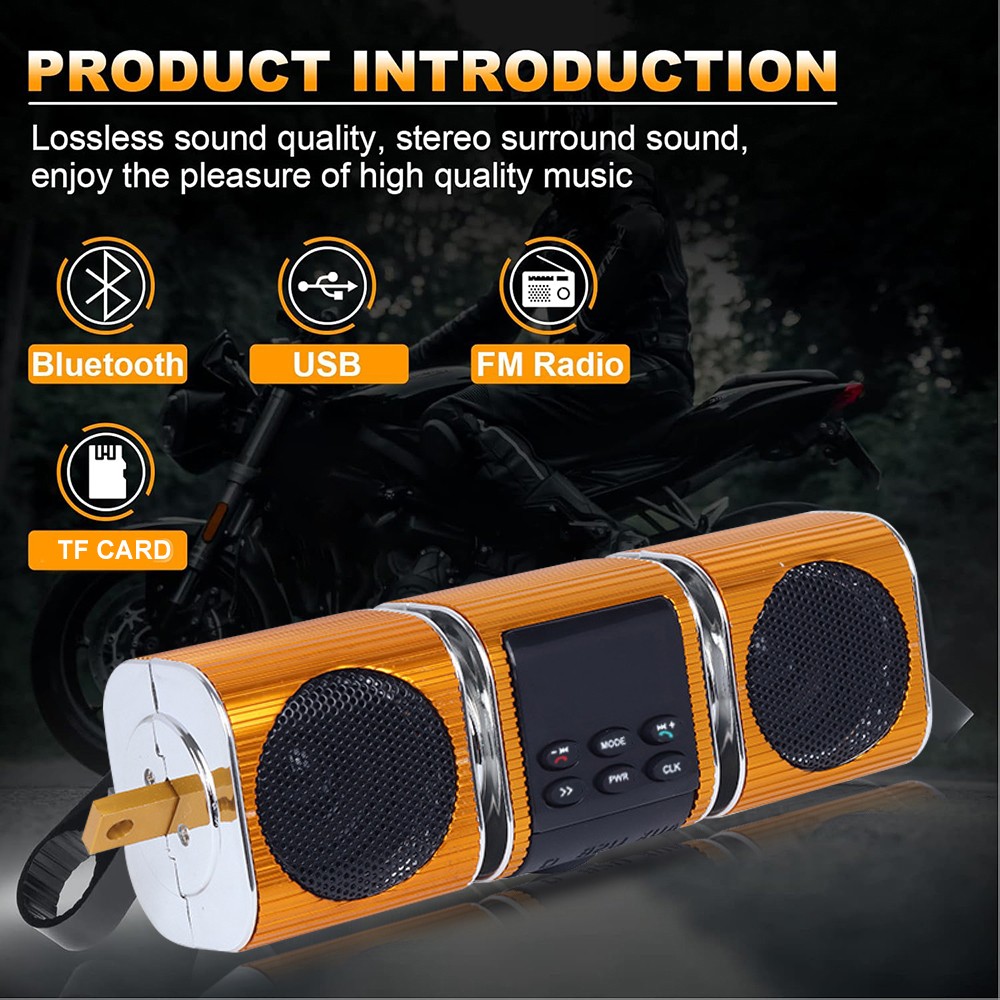 Waterproof Bluetooth Motorcycle Audio Stereo Speaker System MP3 USB AUX FM Radio