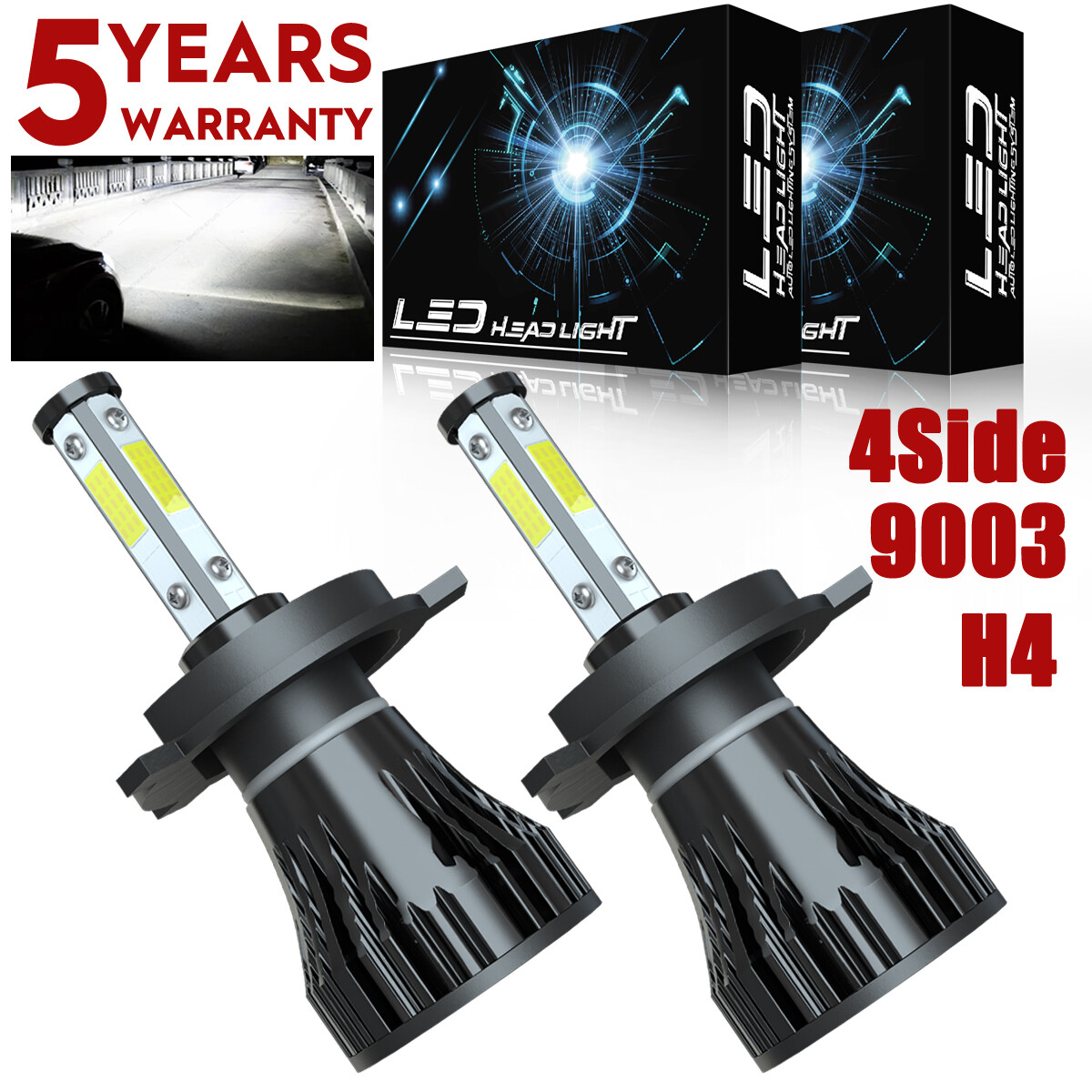 4side H4 9003 Led Headlight Bulb For Yamaha Majesty 400 YP400 2005-14 Motorcycle