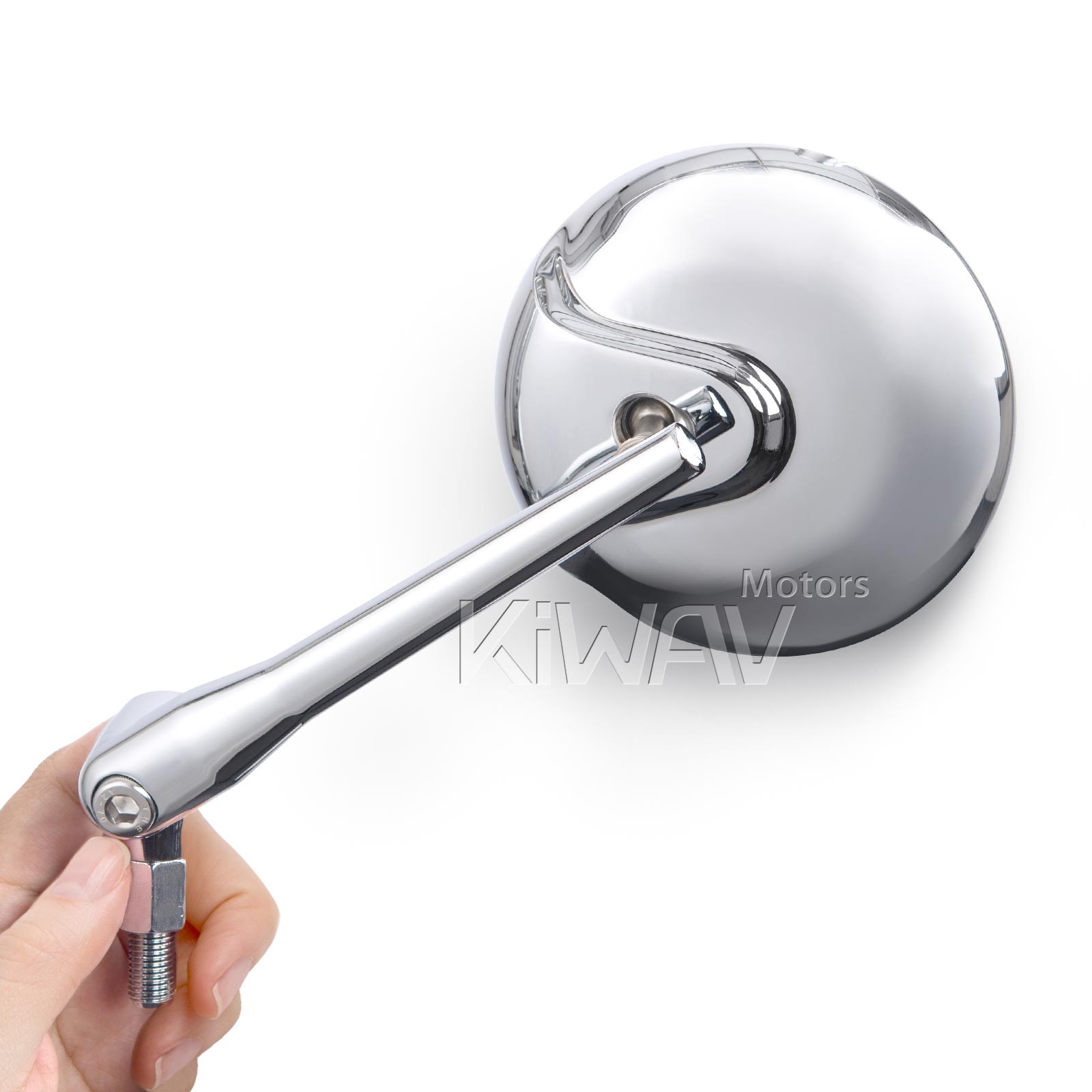 Retro round glossy chrome mirrors aluminum go-through mounts for BMW R18 R1200C