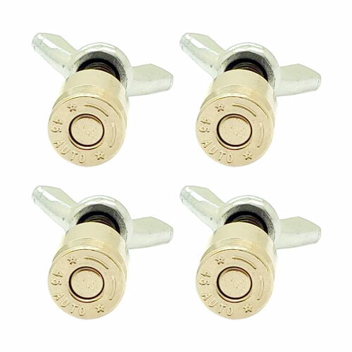 4 Real Nickel 45 Auto Bullet Shell License Plate Frame -Tag Screw Fastener Bolts