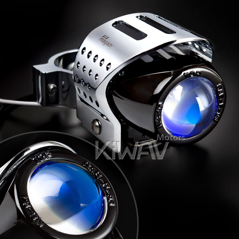 round fog light chrome metal die-cast aluminum housing PAIR fits Yamaha Kawasaki