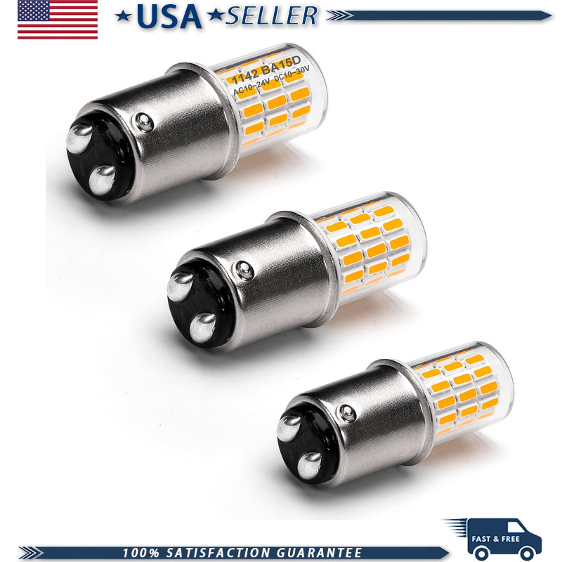 BA15D 1142 12V Warm White 2700K 3W 1004 1076 1130 1176 Bulb, 3 Pack AC10-24V/DC1