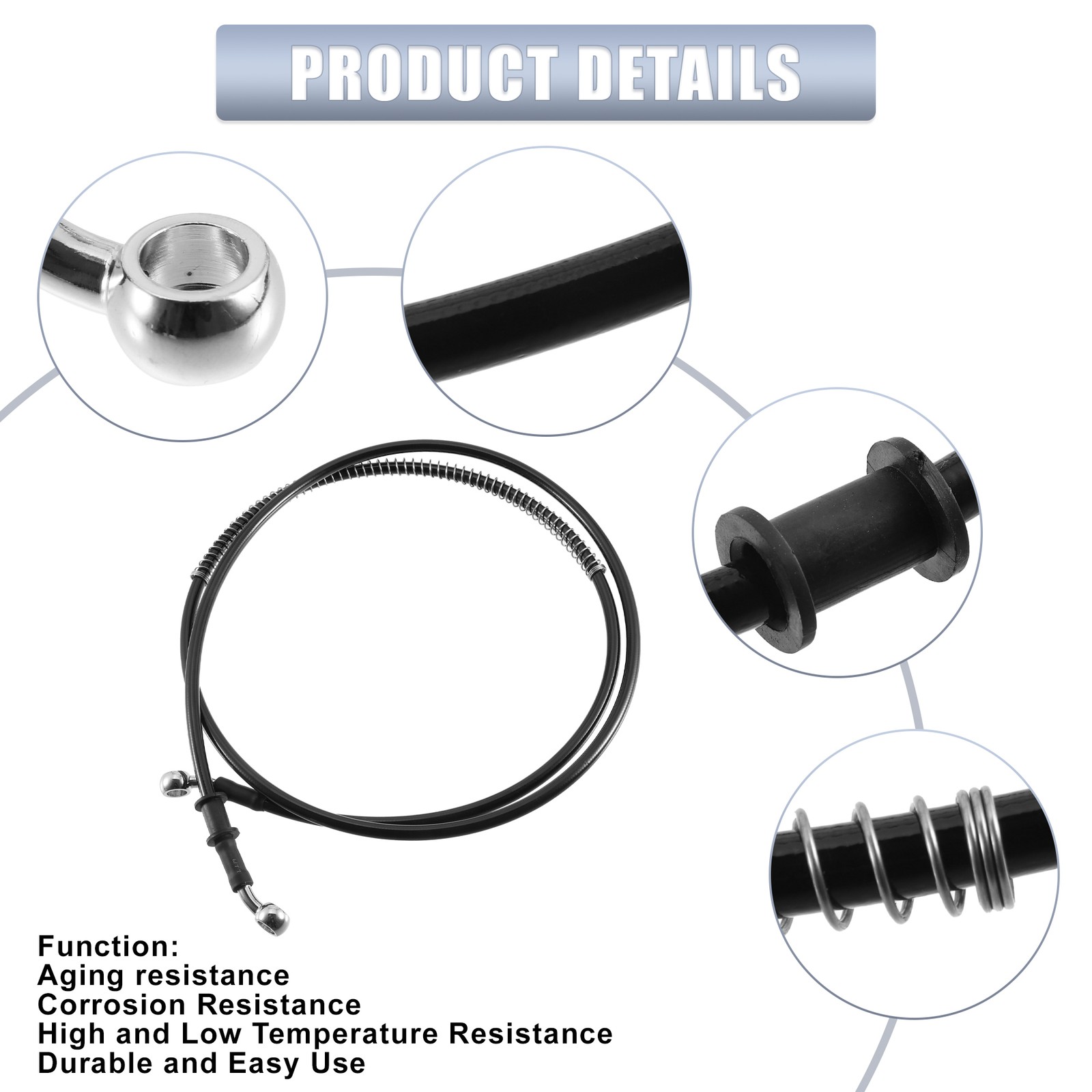 160cm AN3 M10 Car Hydraulic Brake Line Oil Hose Pipe Fitting 28° 28° Black