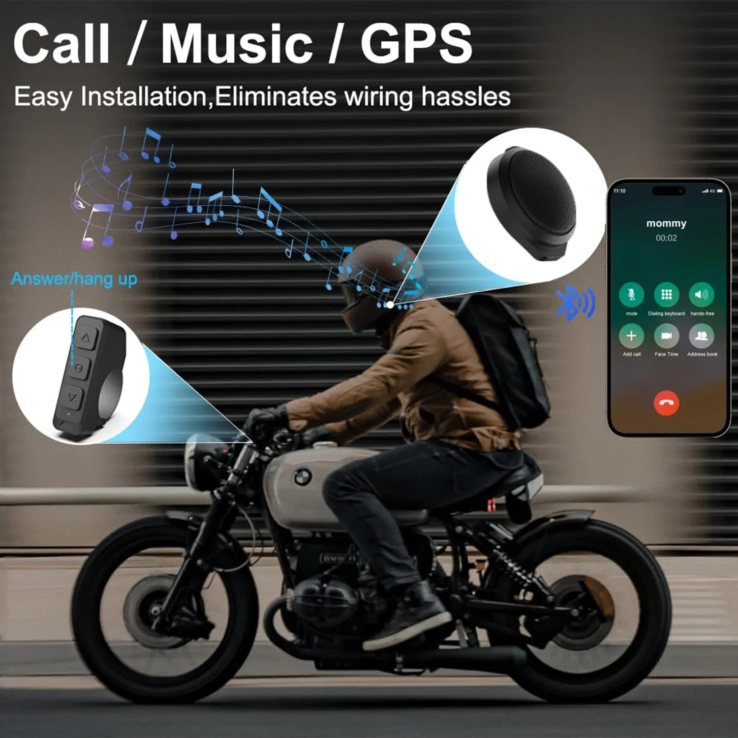 Motorcycle Wireless Headset with LED Digital Display Charging Case and Remote