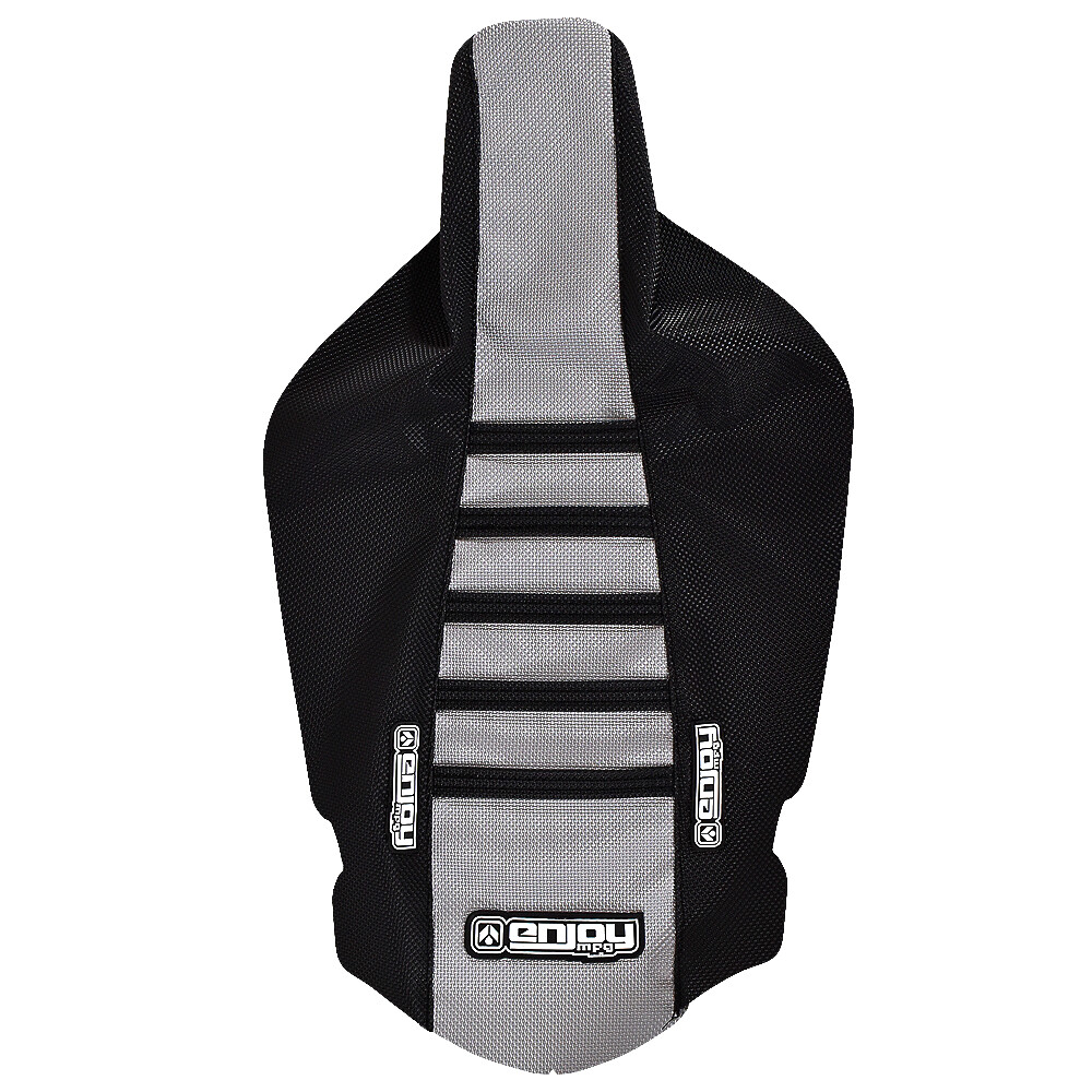 2020-2022 HONDA CRF 125 F SEAT COVER Enjoy MFG BLACK & SILVER w/ BLACK RIBS #234