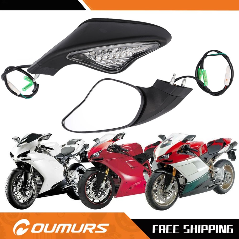 Rear Left & Right Side View Mirrors For Ducati 848 EVO 2008-2013 2009 2010 2011