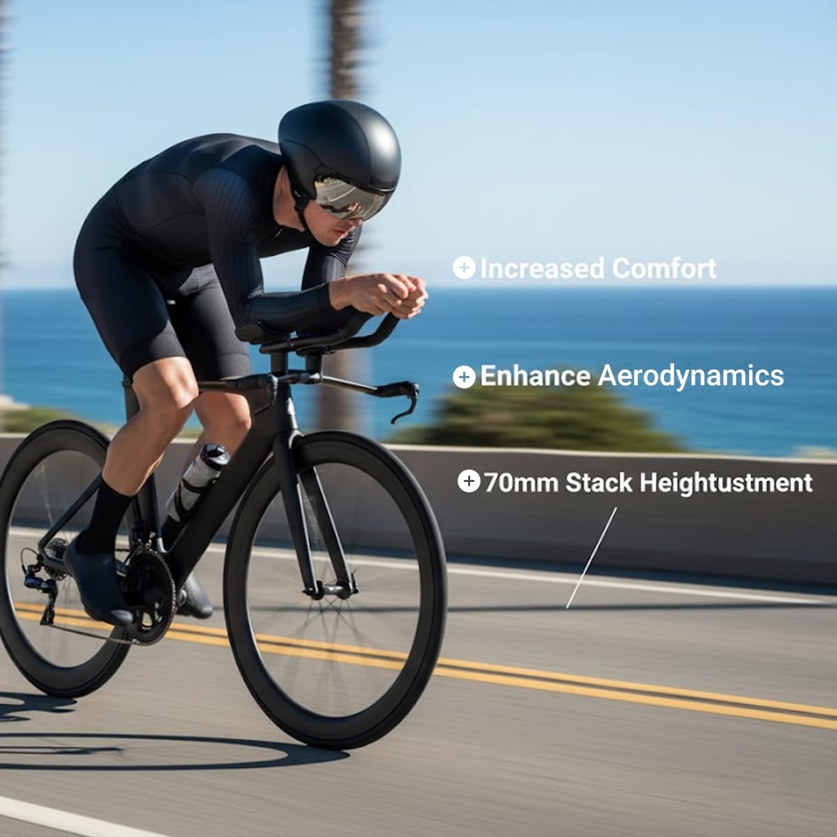 AGILLE Aerobar Riser Kit Compatible with Profile Design – 70mm Height Black