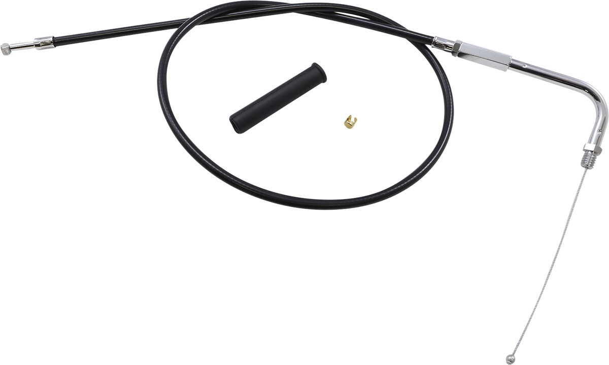 Drag Specialties Black Vinyl Throttle Cable 30in. 90deg Elbow Chrome Fittings