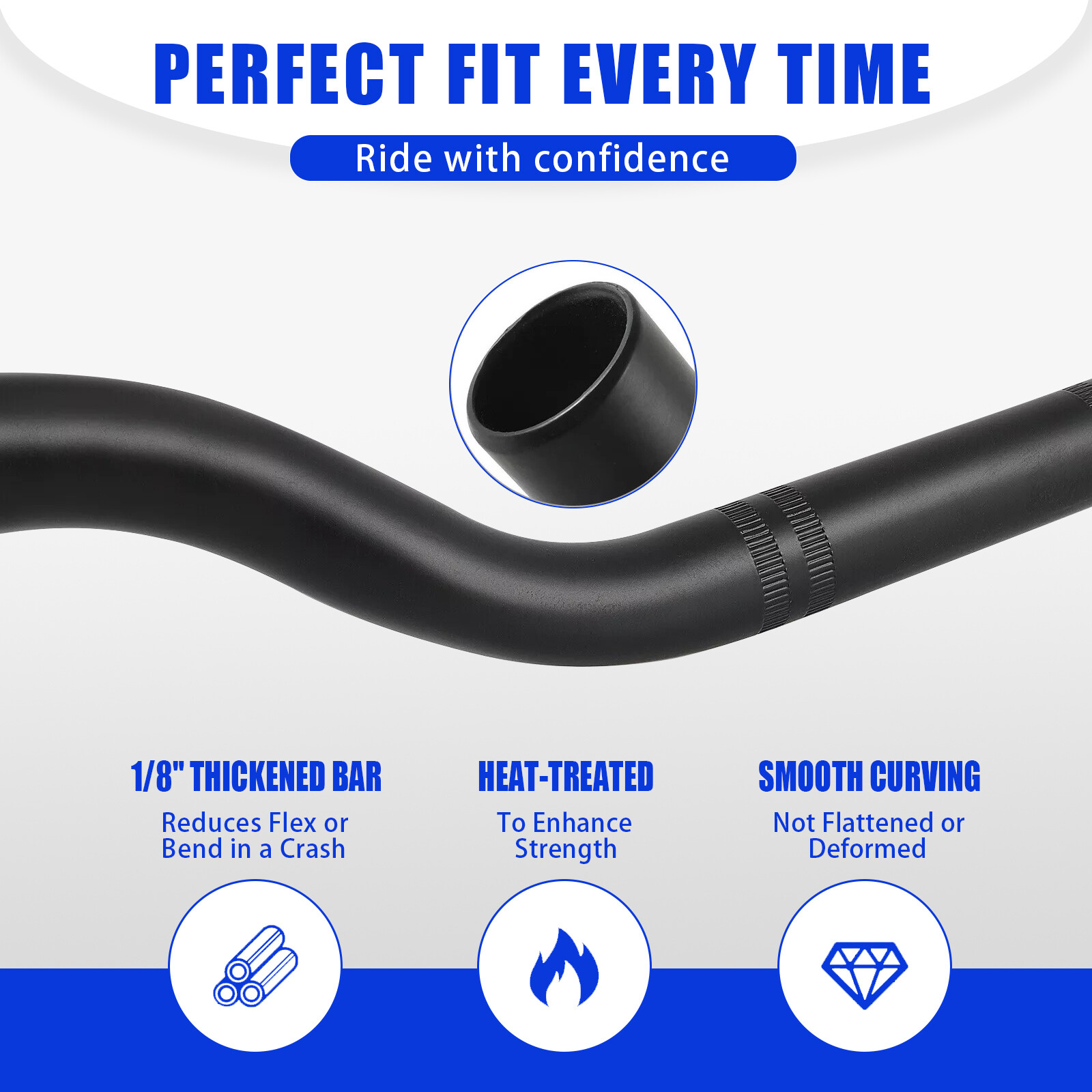 Motorcycle Handlebar 7/8″ 10mm Black Steel For Honda Ruckus Aero Z EZ 50 90