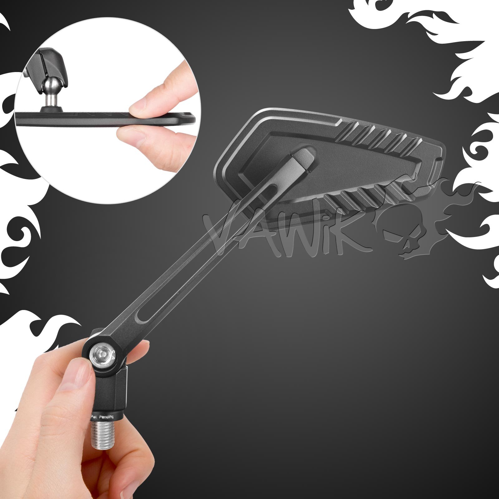 VAWiK Minimal Mirror Series – BLADE black super thin (M10 adapters)